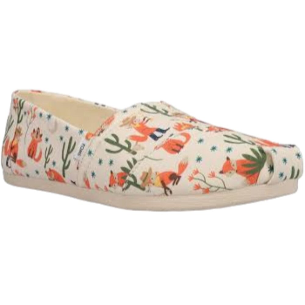 Toms Women's Alpargata Foxes Graphic Slip On Womens Flats Cactus 6.5 NIB New!